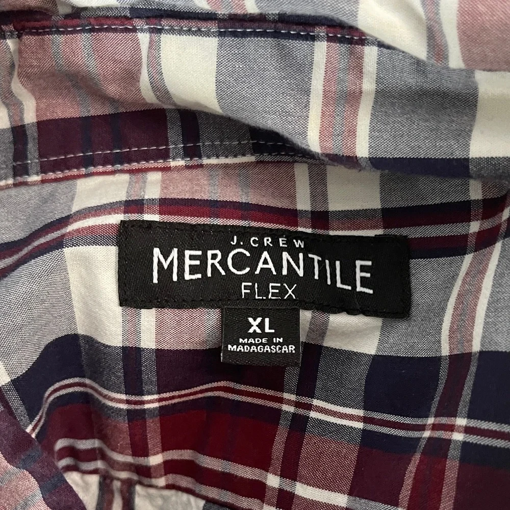 J. Crew Mercantile Plaid Cotton Button Down Shirt Maroon/ Blue / White‎